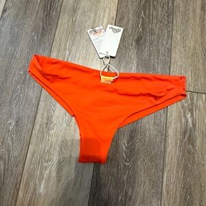 #4) 🏝️  NWT  aqua Bendita sexy bright orange-red bikini bottom Tall- medium